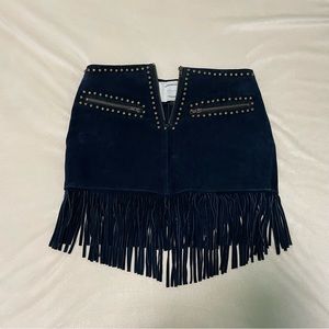 Understated Hold Your Horse Leather Mini Skirt Blue Size Small